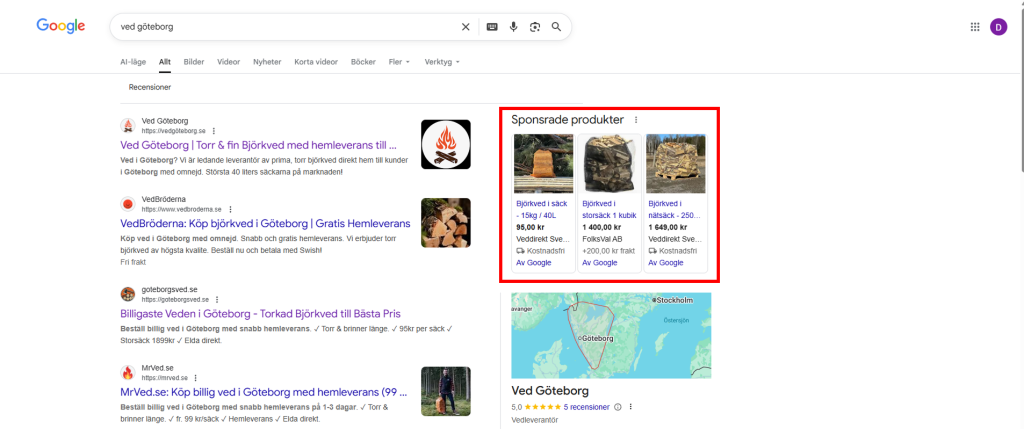 Shoppingannons på Google.